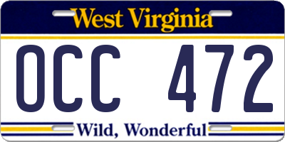 WV license plate OCC472