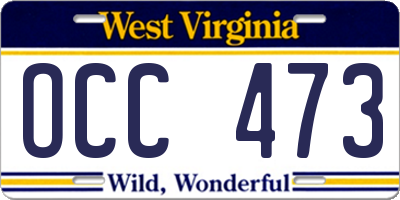 WV license plate OCC473