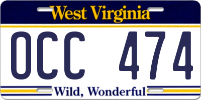 WV license plate OCC474