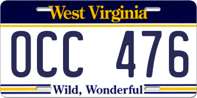 WV license plate OCC476