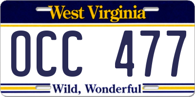 WV license plate OCC477