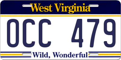 WV license plate OCC479