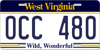 WV license plate OCC480