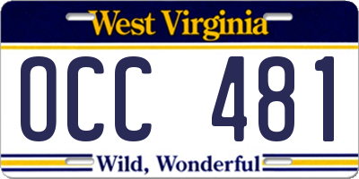 WV license plate OCC481