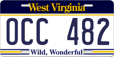 WV license plate OCC482