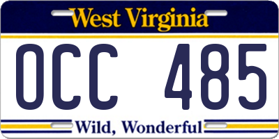 WV license plate OCC485