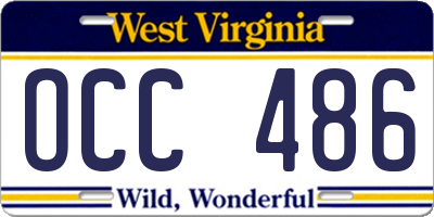 WV license plate OCC486