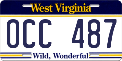 WV license plate OCC487