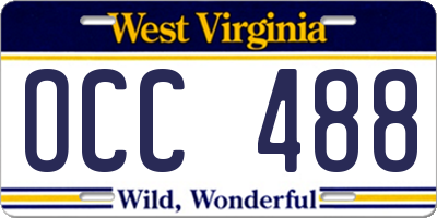 WV license plate OCC488
