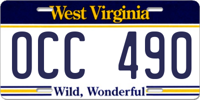 WV license plate OCC490