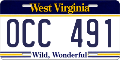 WV license plate OCC491