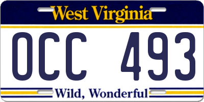 WV license plate OCC493