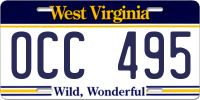 WV license plate OCC495