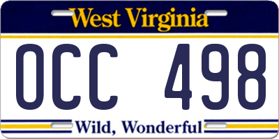 WV license plate OCC498