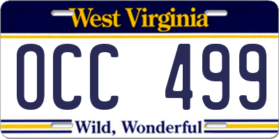WV license plate OCC499