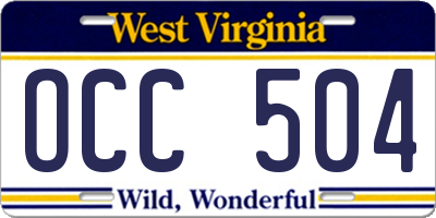 WV license plate OCC504