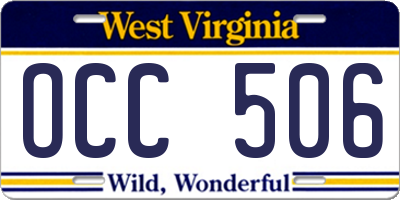 WV license plate OCC506
