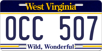 WV license plate OCC507