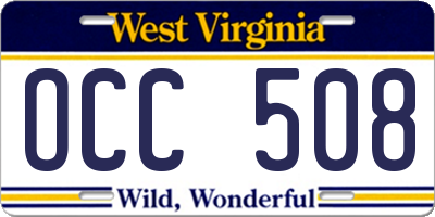 WV license plate OCC508