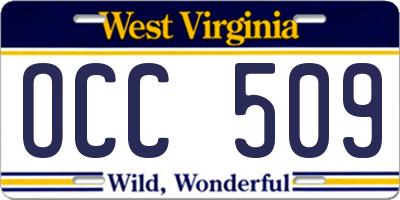 WV license plate OCC509