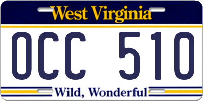 WV license plate OCC510