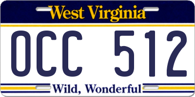 WV license plate OCC512