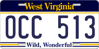 WV license plate OCC513