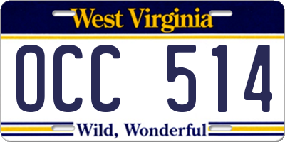 WV license plate OCC514