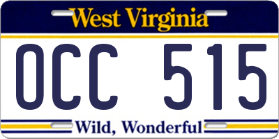 WV license plate OCC515