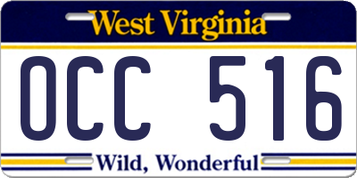 WV license plate OCC516