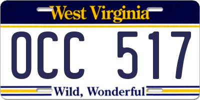 WV license plate OCC517