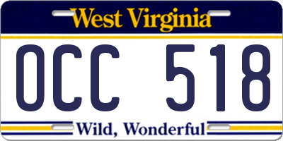WV license plate OCC518