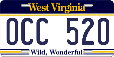 WV license plate OCC520