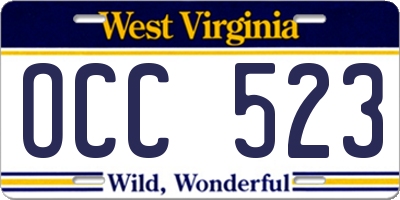 WV license plate OCC523