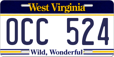 WV license plate OCC524