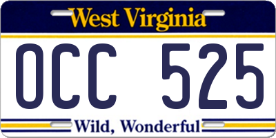 WV license plate OCC525
