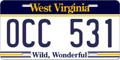 WV license plate OCC531