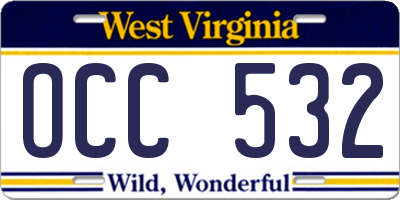 WV license plate OCC532