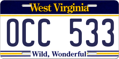 WV license plate OCC533