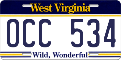 WV license plate OCC534