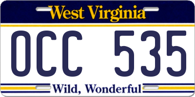 WV license plate OCC535