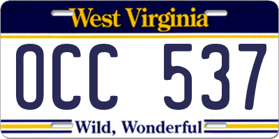 WV license plate OCC537