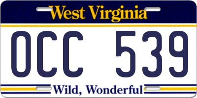 WV license plate OCC539