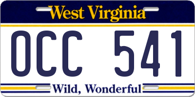 WV license plate OCC541