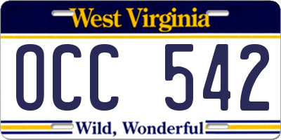 WV license plate OCC542