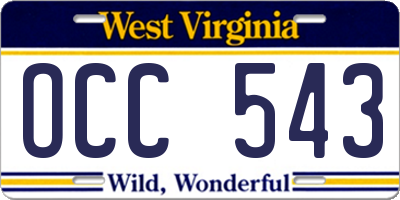 WV license plate OCC543
