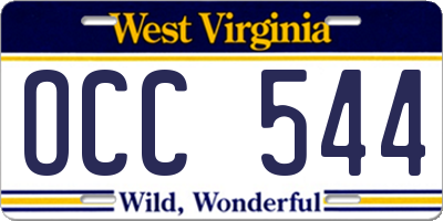 WV license plate OCC544