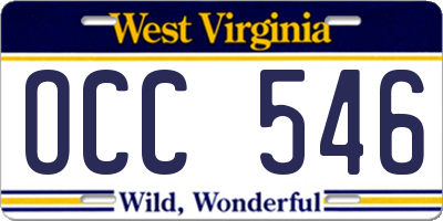 WV license plate OCC546