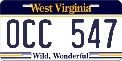 WV license plate OCC547