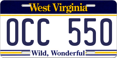 WV license plate OCC550